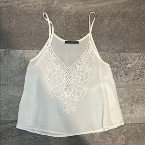 Brandy Melville Elegant White Lace Trim Cami Top